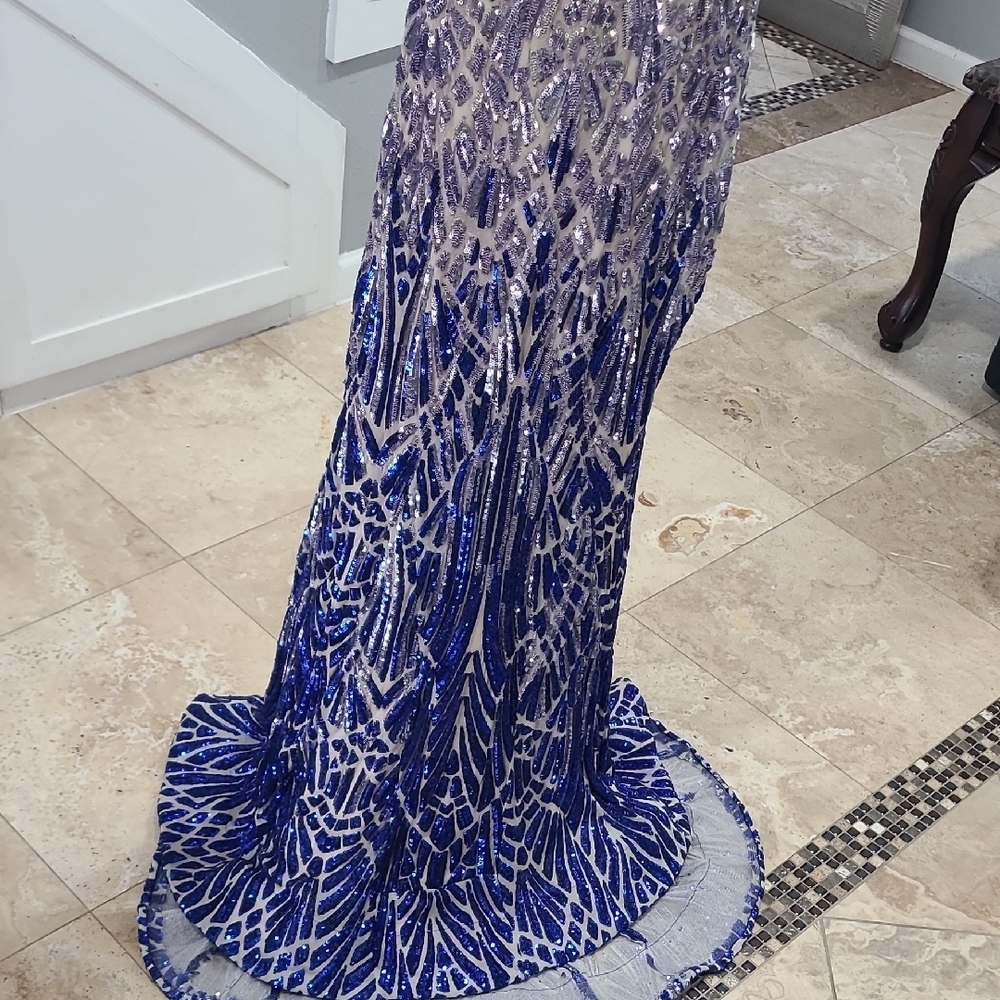 Jovani Silver and Purple Sequin Prom Dress - Picture 5 of 15